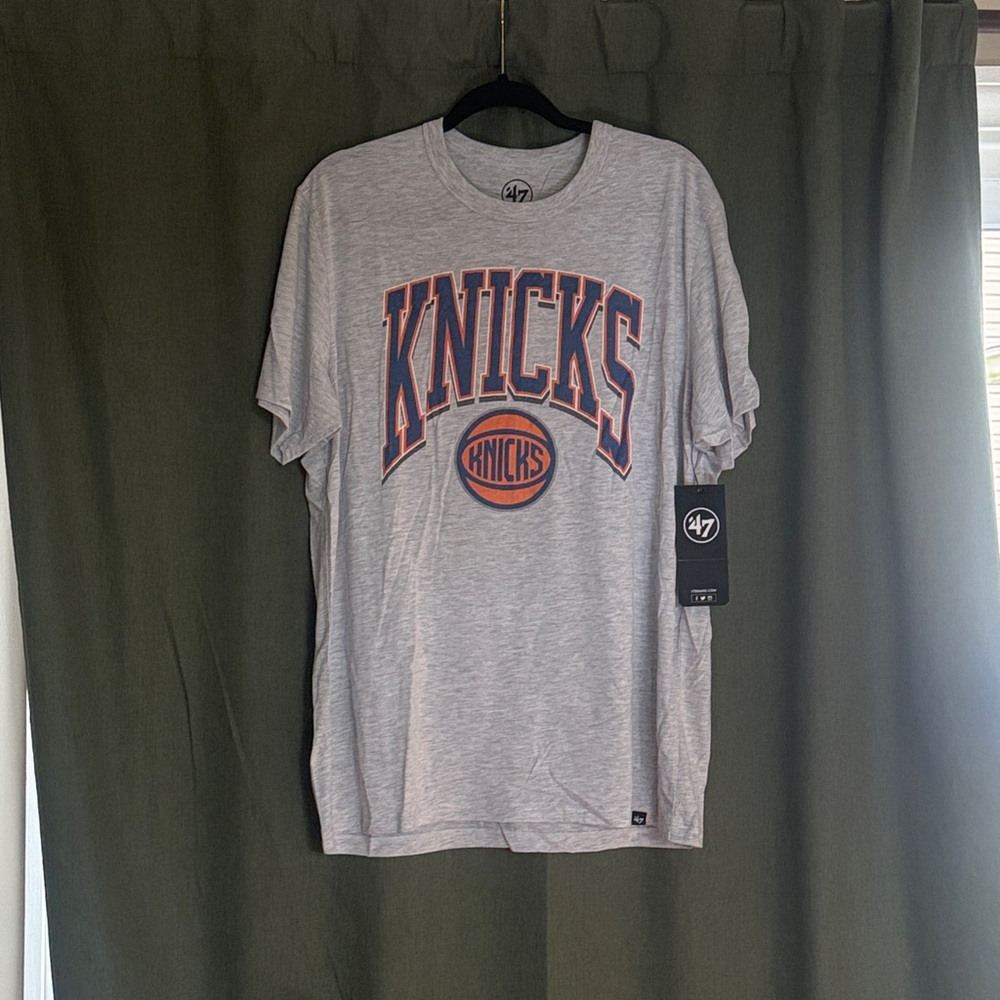 47 Brand Gray Knicks Logo Tee